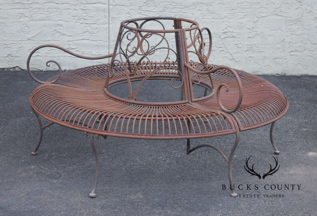 Vintage Wrought Iron Garden Tree Bench