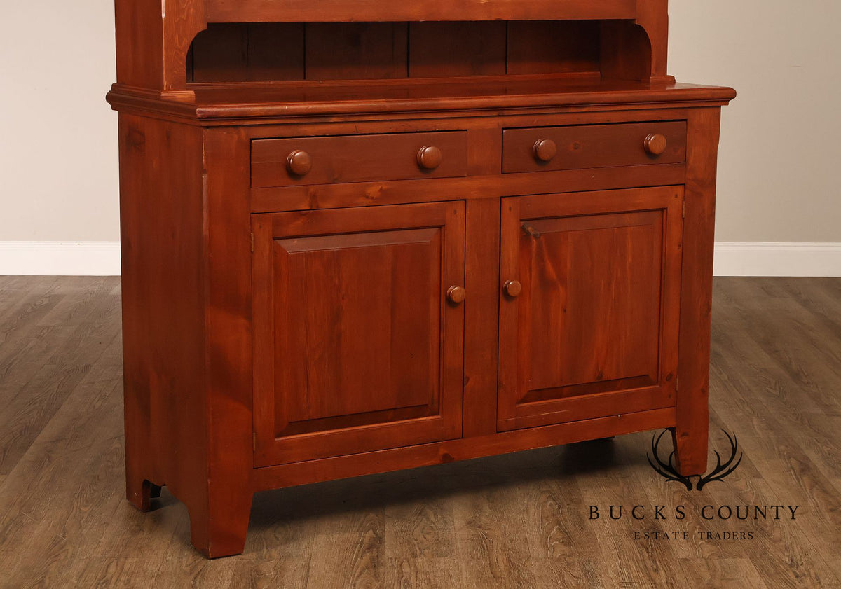Custom Quality Farmhouse Pine Step Back Hutch