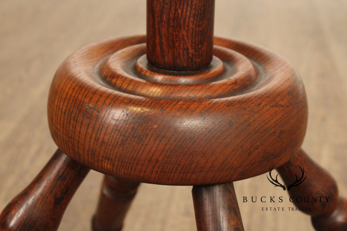 Antique Bobbin Turned Oak Hat Rack