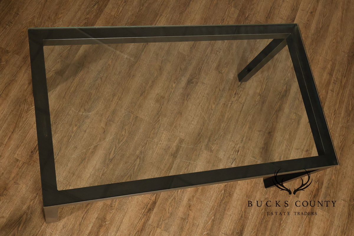Mitchell Gold + Bob Williams Modern Parsons Style Glass Top Dining Table