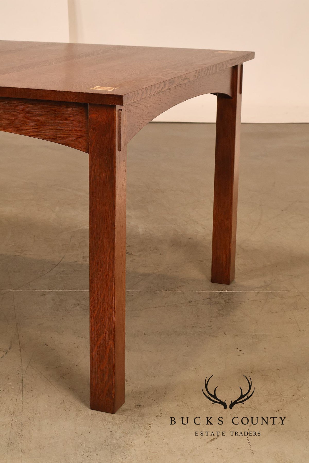 Stickley Mission Collection Harvey Ellis Inlaid Oak Extendable Dining Table