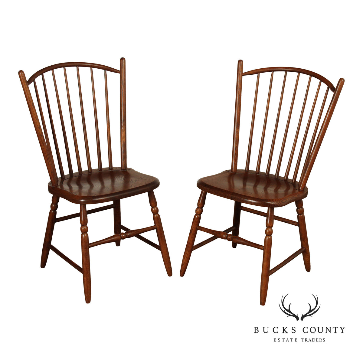 S. Bent Bros. Pair of Oak Windsor Side Chairs