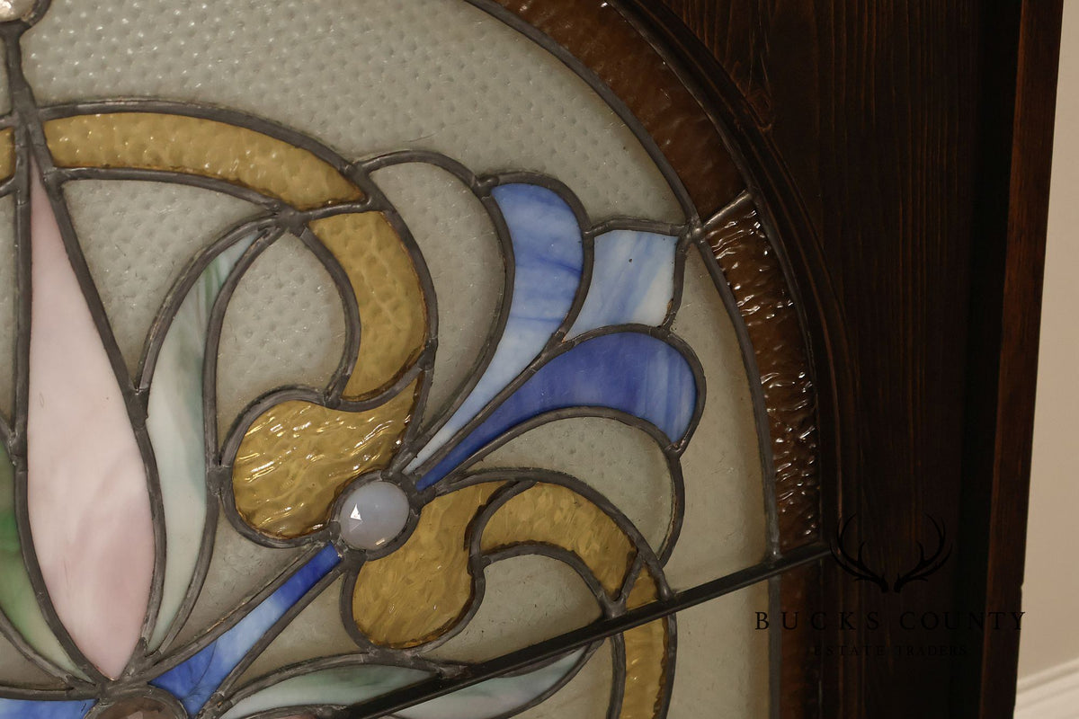 Illuminated Stained Glass Decorative Wall Panel In Wood Frame