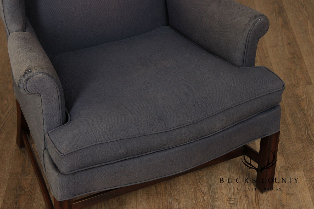 Kittinger Williamsburg Adaptation Chippendale Style Mahogany Wing Chair