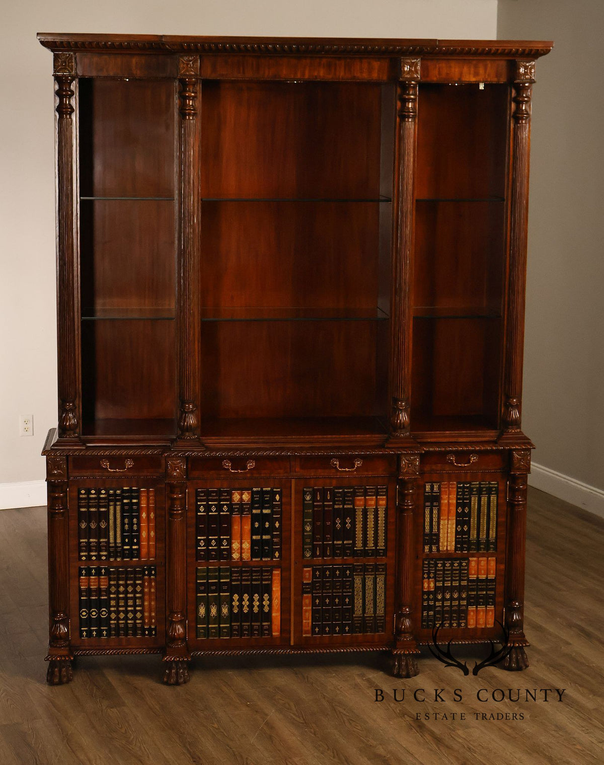 Maitland Smith Regency Style Mahogany Display Bookcase