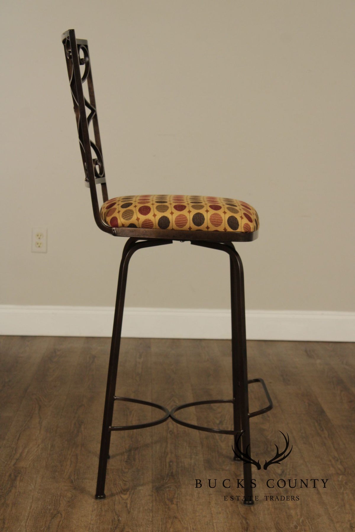 Charleston Forge Set of Five Wrought Iron Swivel Bar Stools
