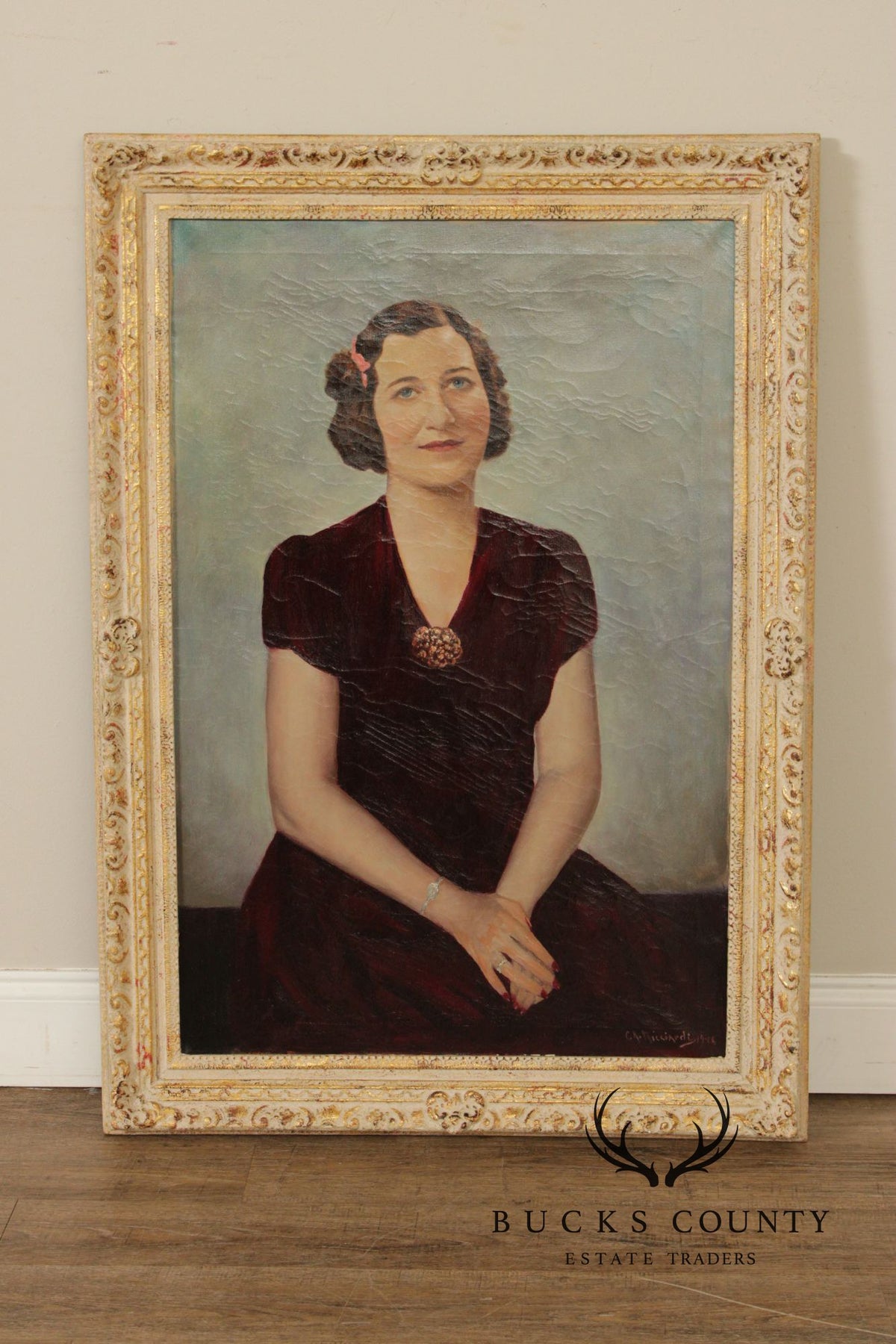 Cesare A. Ricciardi Framed Oil Portrait, Society Woman