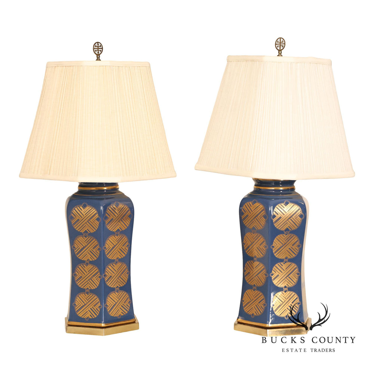 Contemporary Asian Style Pair of Porcelain Table Lamps