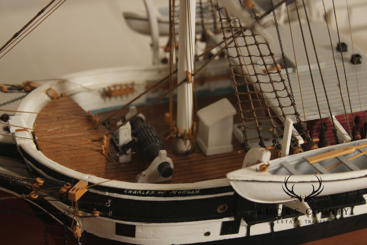 Model Ship 'Charles W. Morgan' In Wooden Display Case