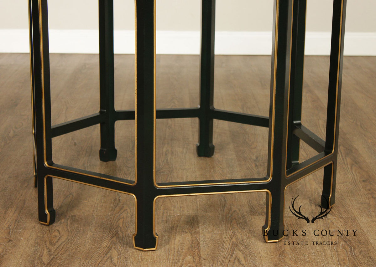 Kindel Chinoiserie Style Glass Top Dining Table