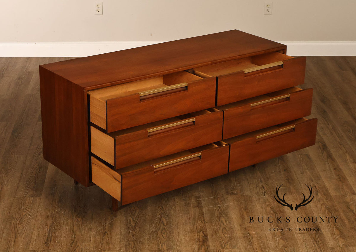 Mid Century Modern Walnut Double Dresser