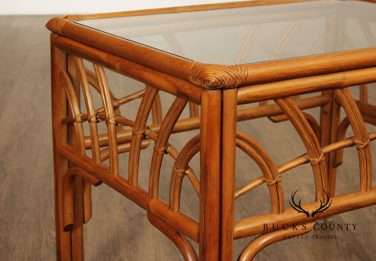South Sea Rattan 'New Kauai' Glass Top Side Table