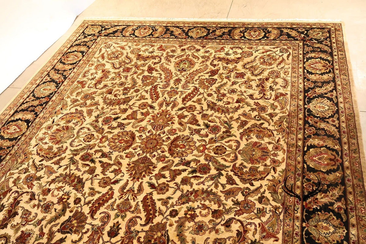 Persian Style Floral Wool Area Rug 12 inch x 15 inch 10 inch