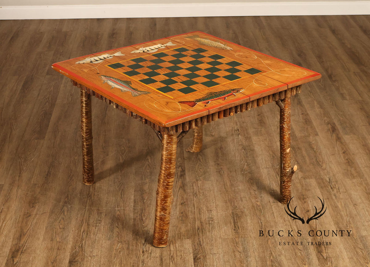 Appalachian Rustic Furnishing Trout and Perch Game Table
