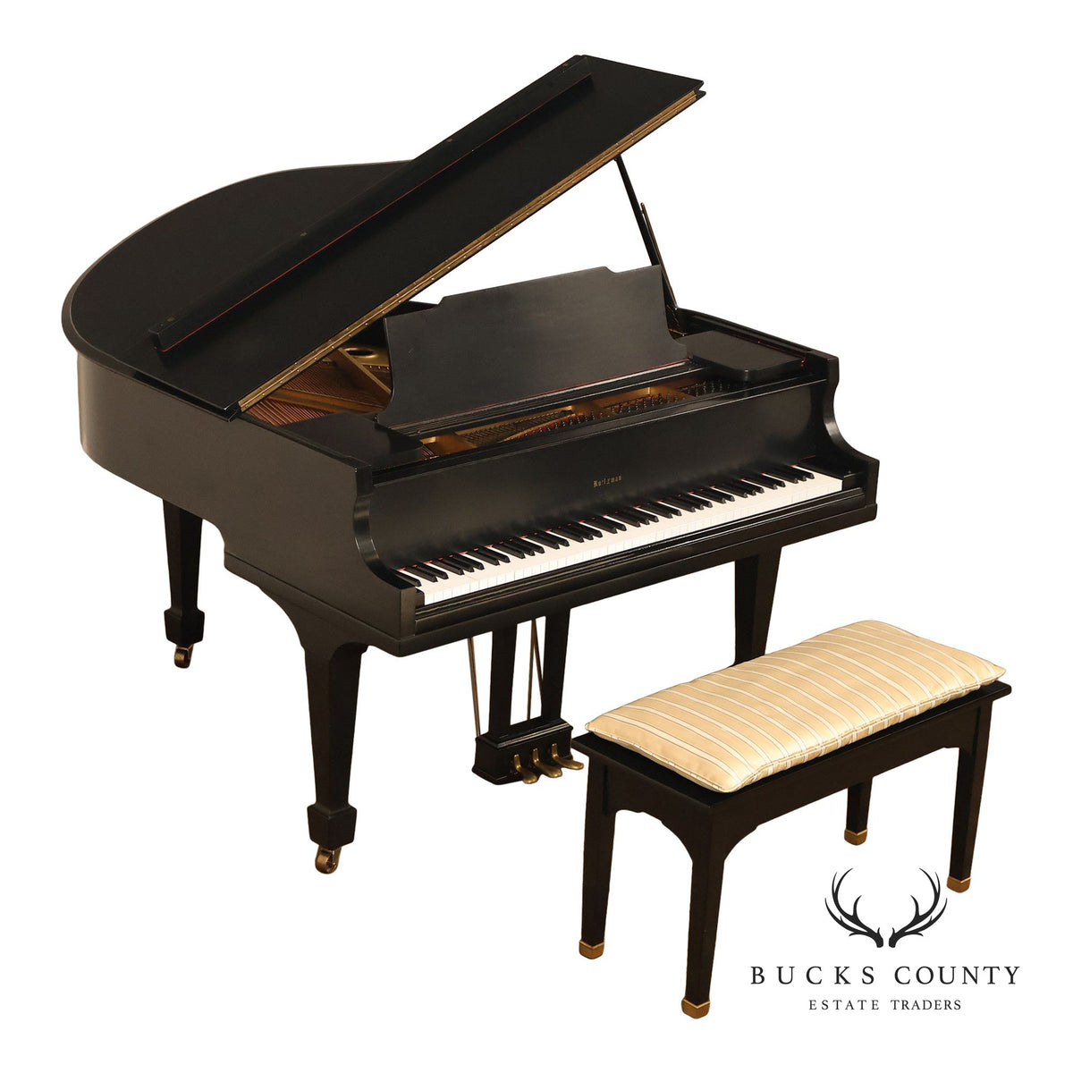 Kurtzman Ebonized Grand Piano And Duet Bench