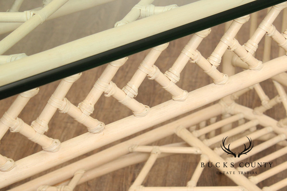 Ficks Reed Glass Top Rattan Console