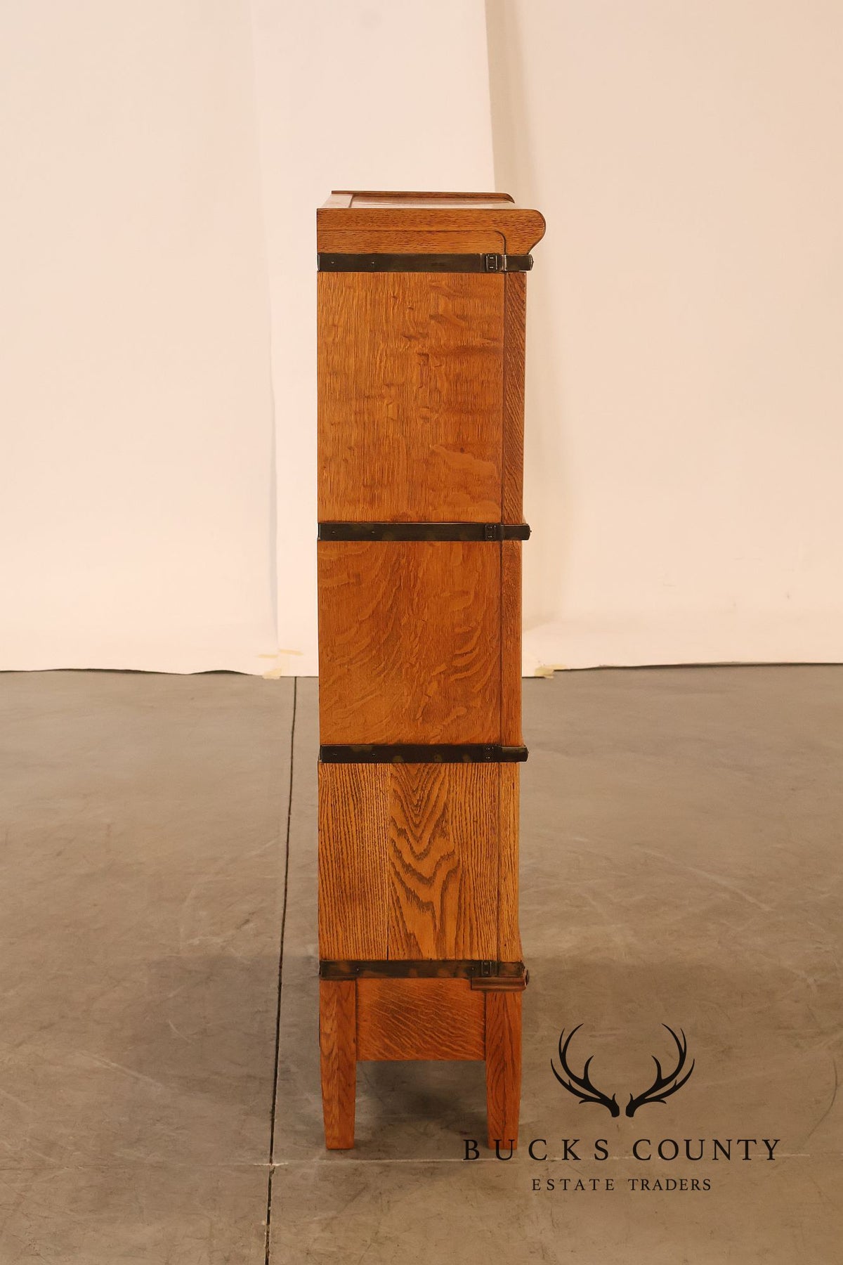 Arts & Crafts Three-Stack Oak Barrister Bookcase