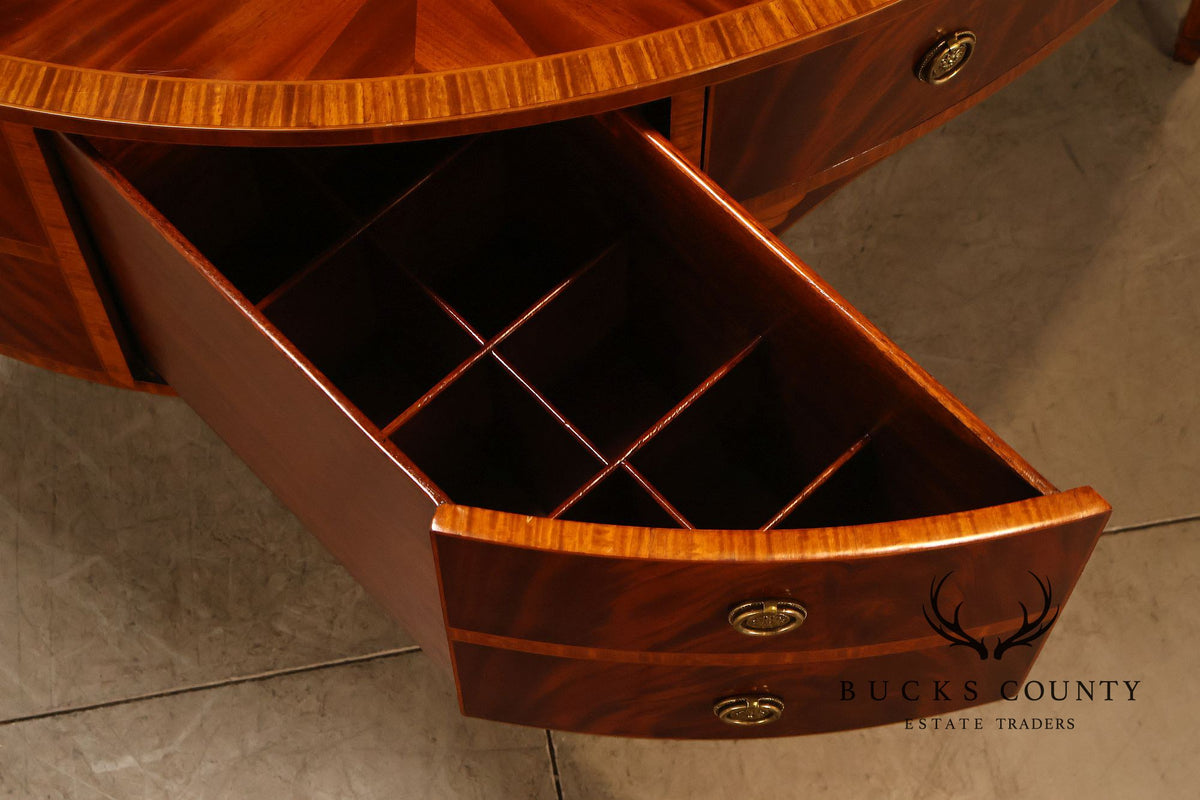 Maitland Smith Hepplewhite Style Deep Mahogany Demilune Sideboard