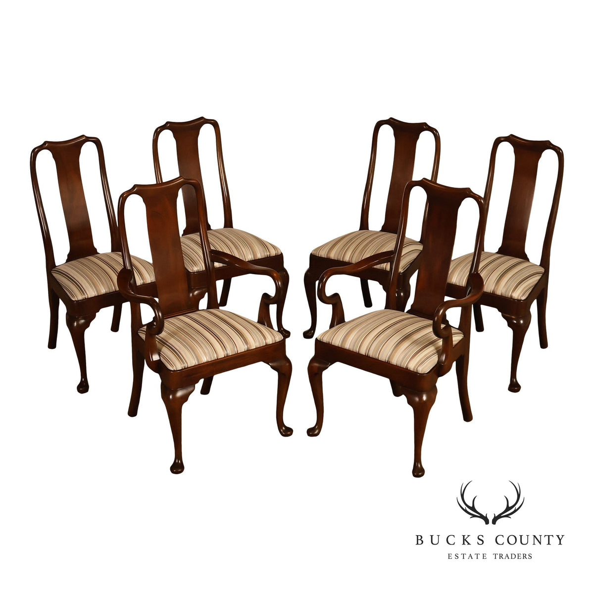 Kittinger Queen Anne Style Set of Six Mahogany Dining Chairs