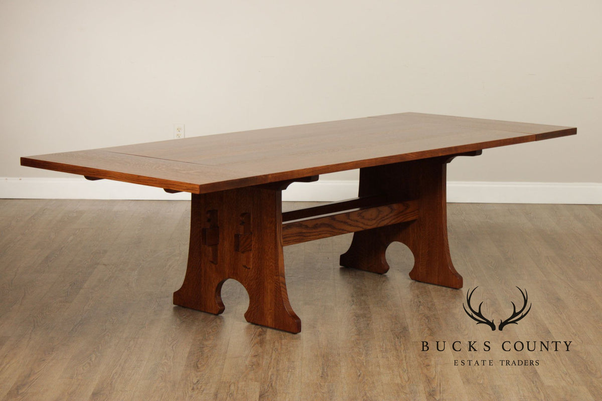 Stickley Mission Collection Expandable Oak Keyhole Dining Table