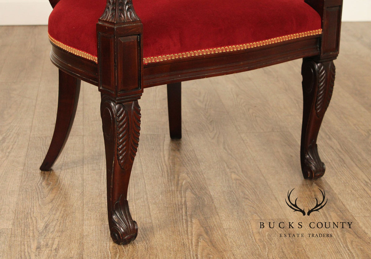 French Empire Style Pair of Mahogany Armchairs