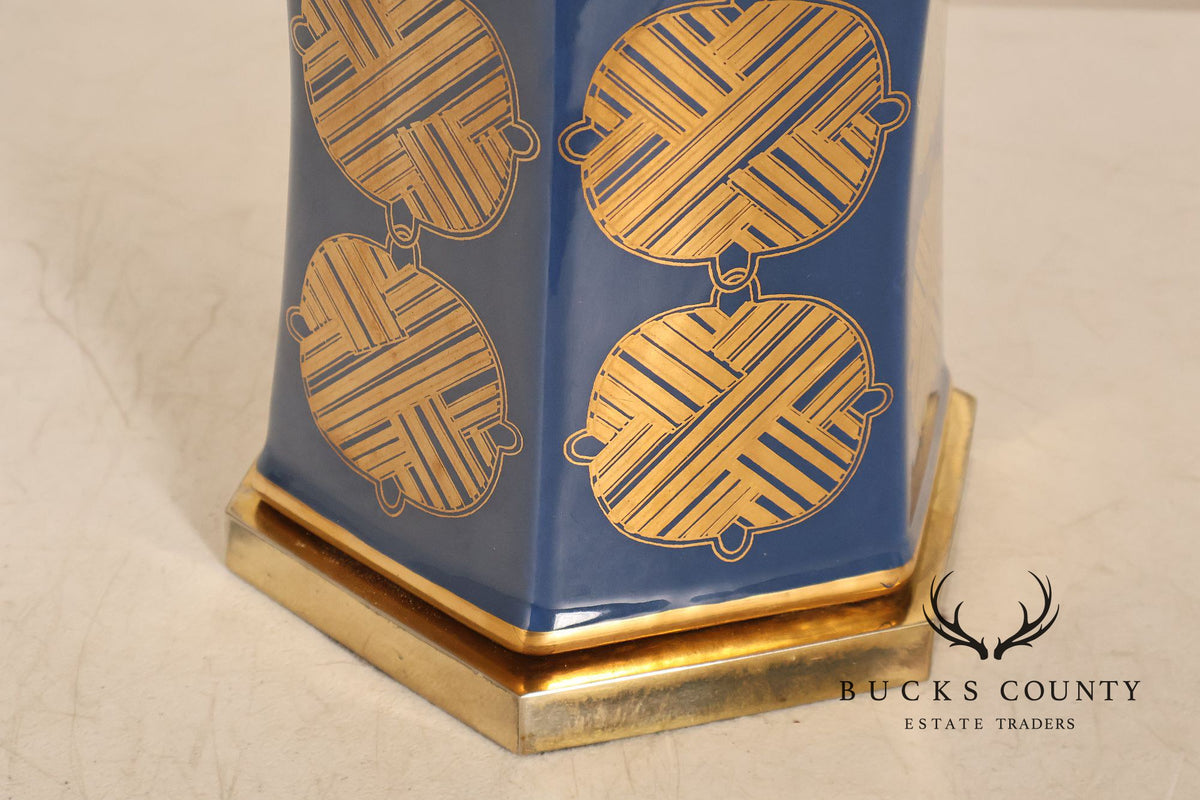Contemporary Asian Style Pair of Porcelain Table Lamps