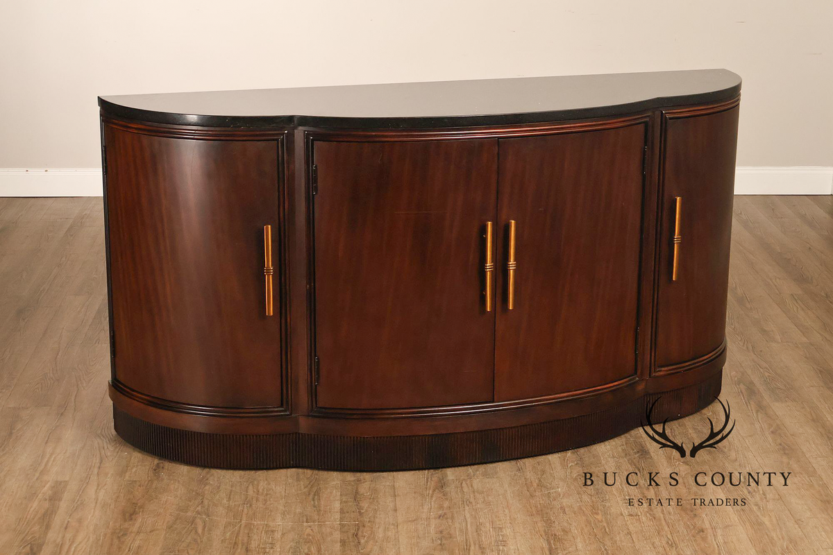 Bernhardt Art Deco Style Curved Front Sideboard With Black Granite Top