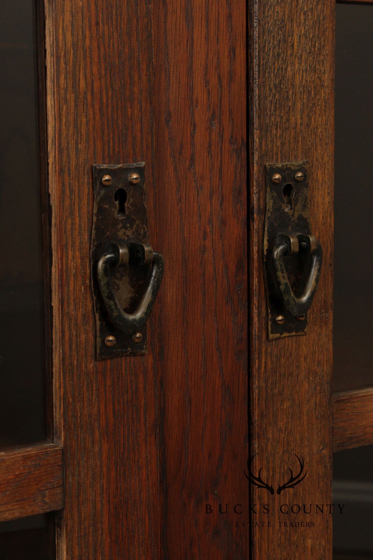 Antique Mission Oak Two Door Bookcase