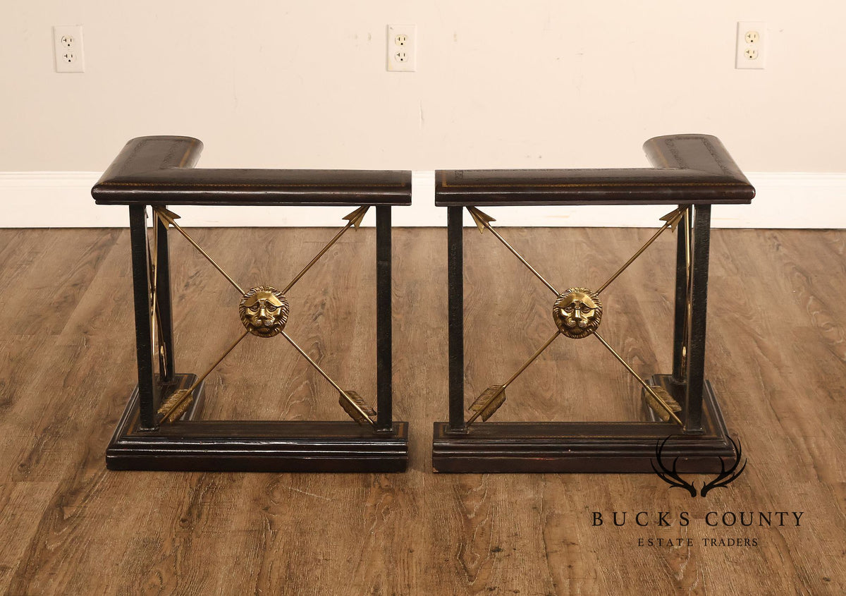 Maitland Smith Regency Style Pair of Fireplace Fenders