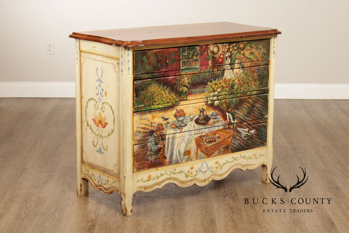Habersham Claude Monet Collection Hand Painted French Provincial Chest Of Drawers