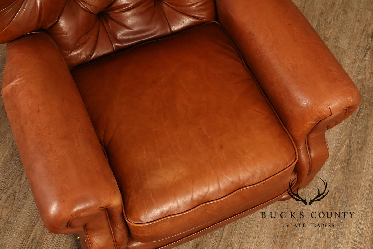 La-Z-Boy Tufted Leather Recliner Chair and Ottoman