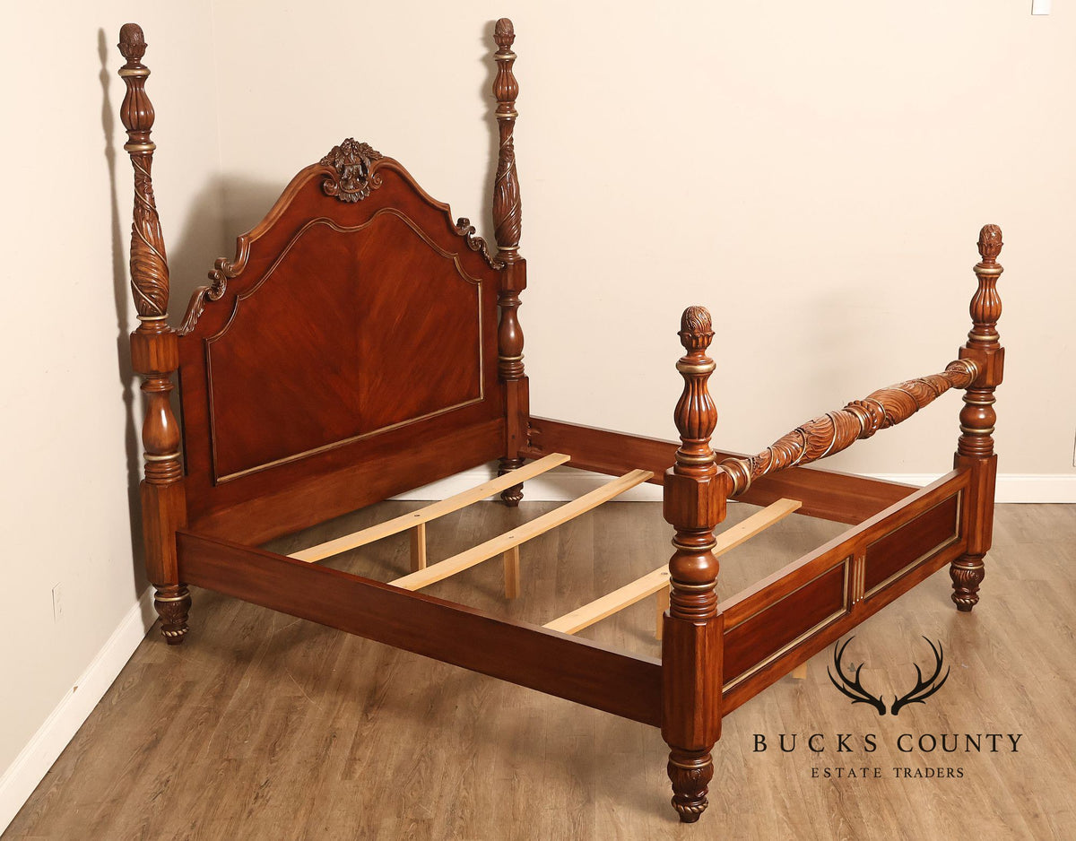 Drexel Heritage Carved King Size Four Poster Bed