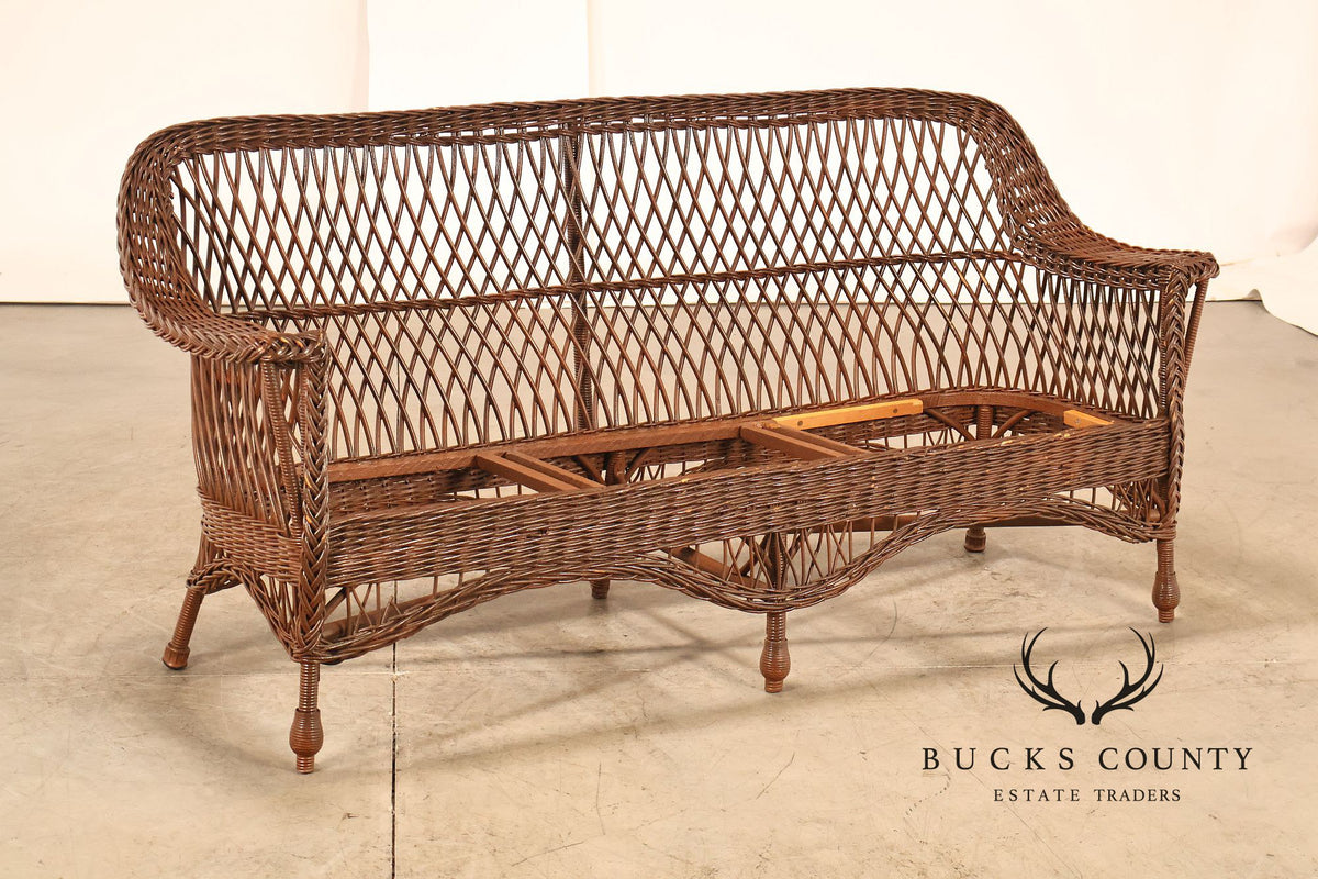 Antique Bar Harbor Style Wicker Sofa