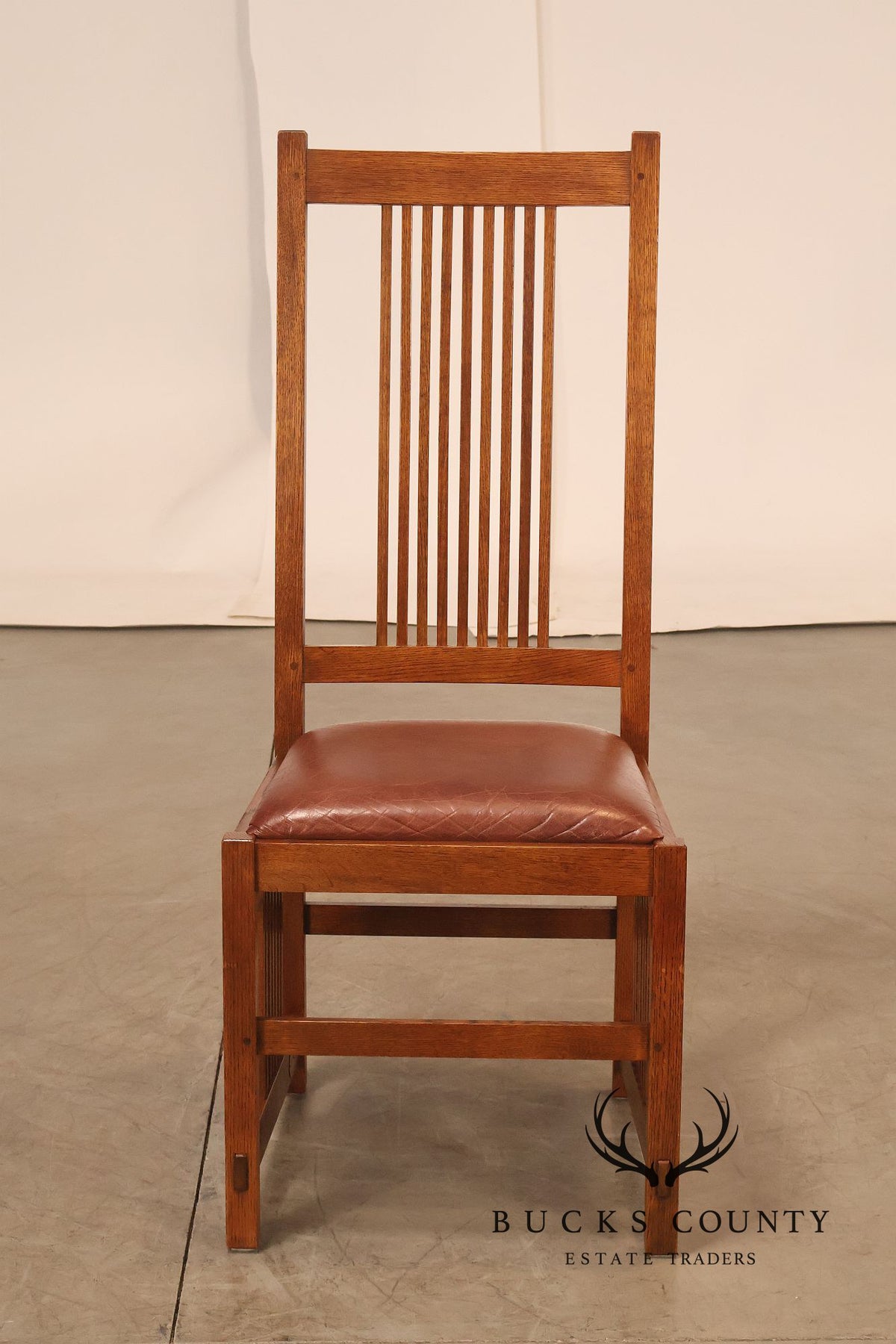 Stickley Mission Collection Set Of Six Oak Spindle Dining Chairs