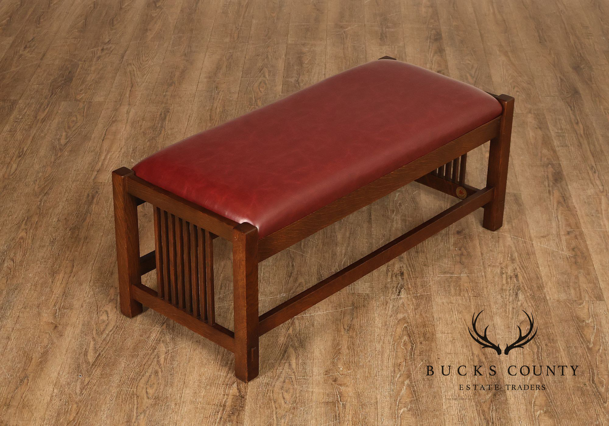 Stickley Mission Collection Oak Upholstered Bench
