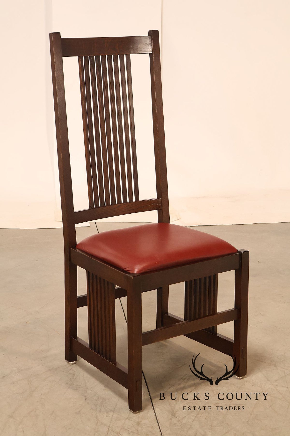 Stickley Mission Collection Set Of Four Oak High Back Spindle Dining Chairs