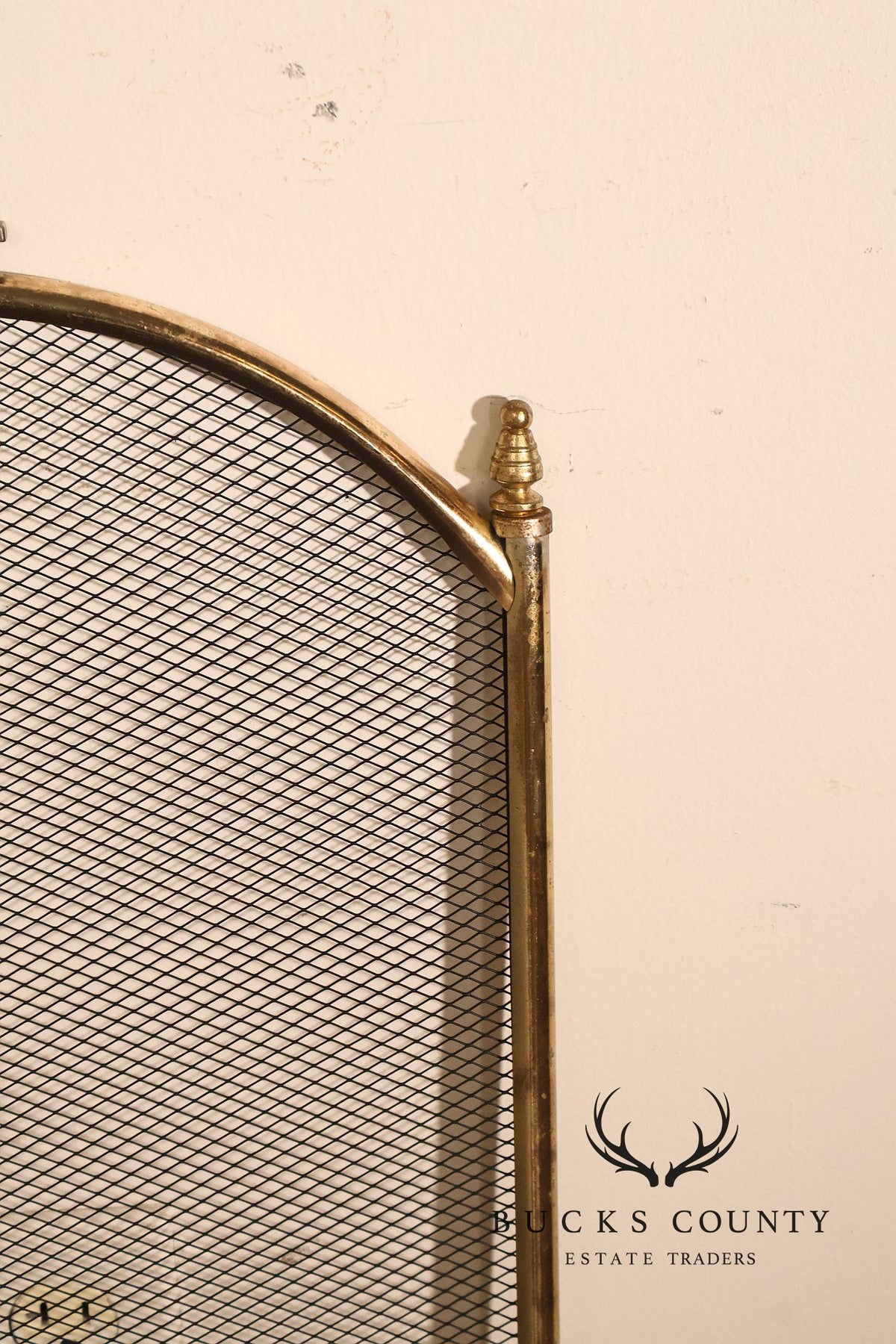Vintage Brass Three-Panel Fireplace Screen