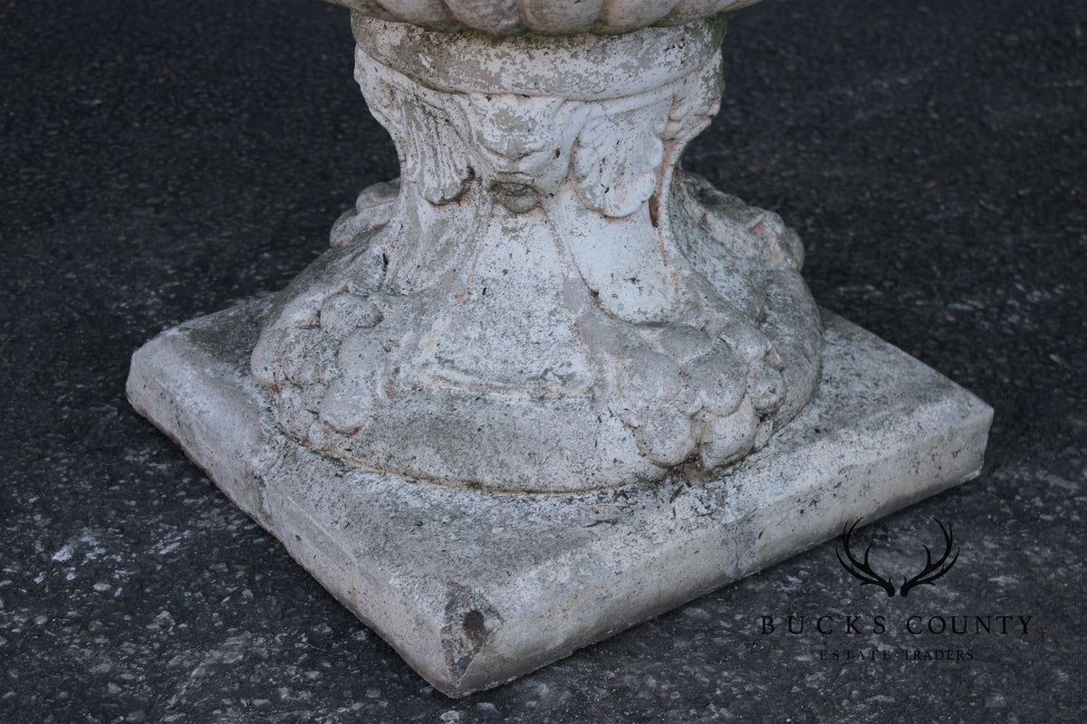 Classical Style Pair of Cast Stone Garden Urns