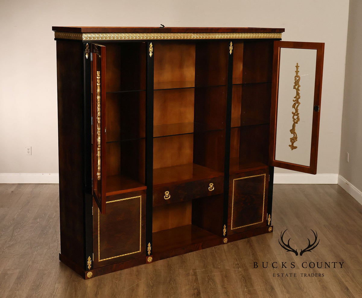 Empire Revival Style Lighted Display Cabinet Bookcase
