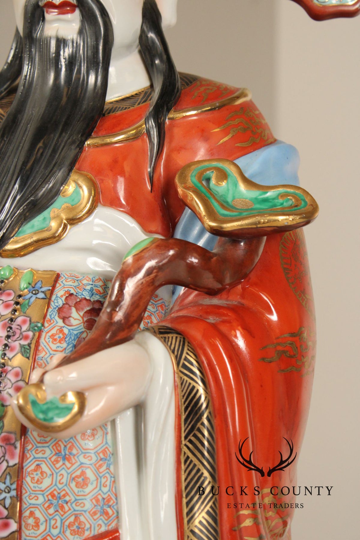 Set Of 3 Chinese Porcelain Fu Lu Shou Immortal Figurines