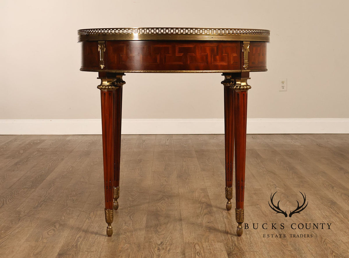 Maitland Smith Louis XVI Style Marquetry Center Table With Brass Gallery