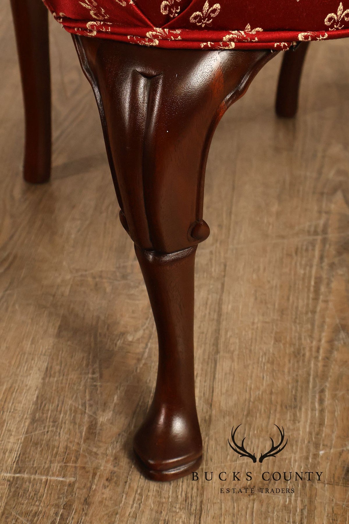 Queen Anne Style Mahogany Library Armchair