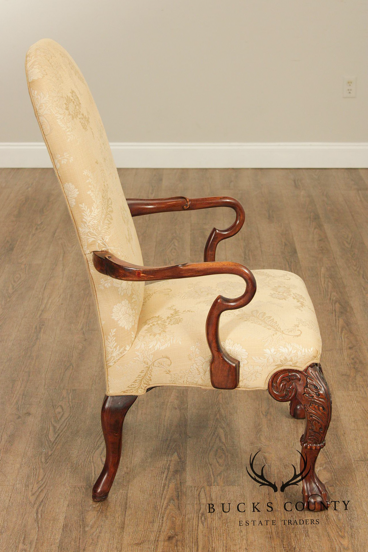 Century Furniture Chippendale Style Pair of Carved Mahogany Armchairs