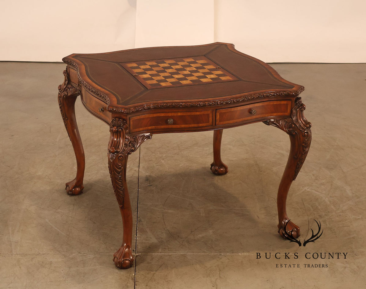 Lloyd Buxton Leather Top Four Drawer Gaming Table With Backgammon And Chess Board