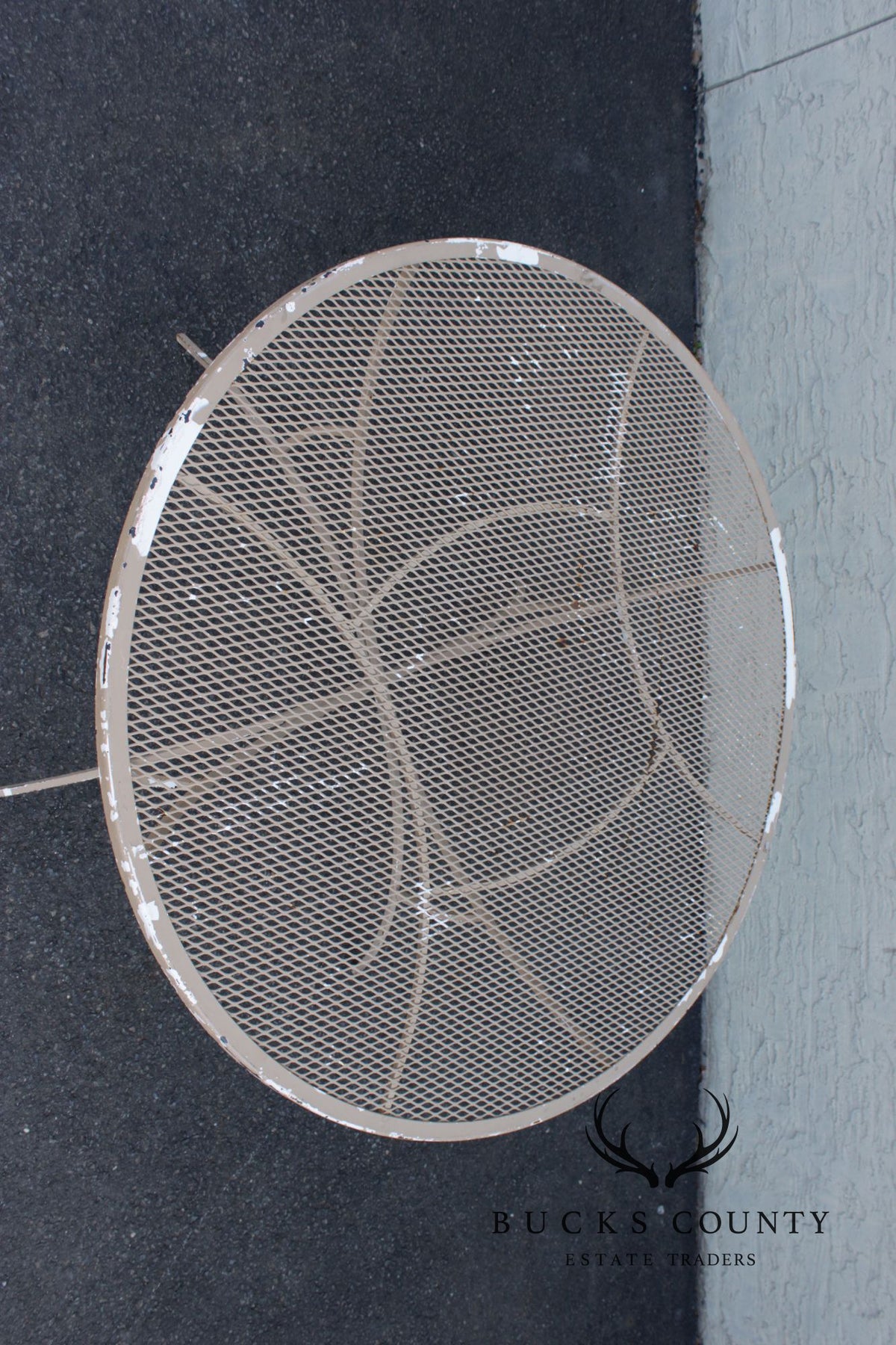 Mid Century Modern Round Wrought Iron Patio Dining Table