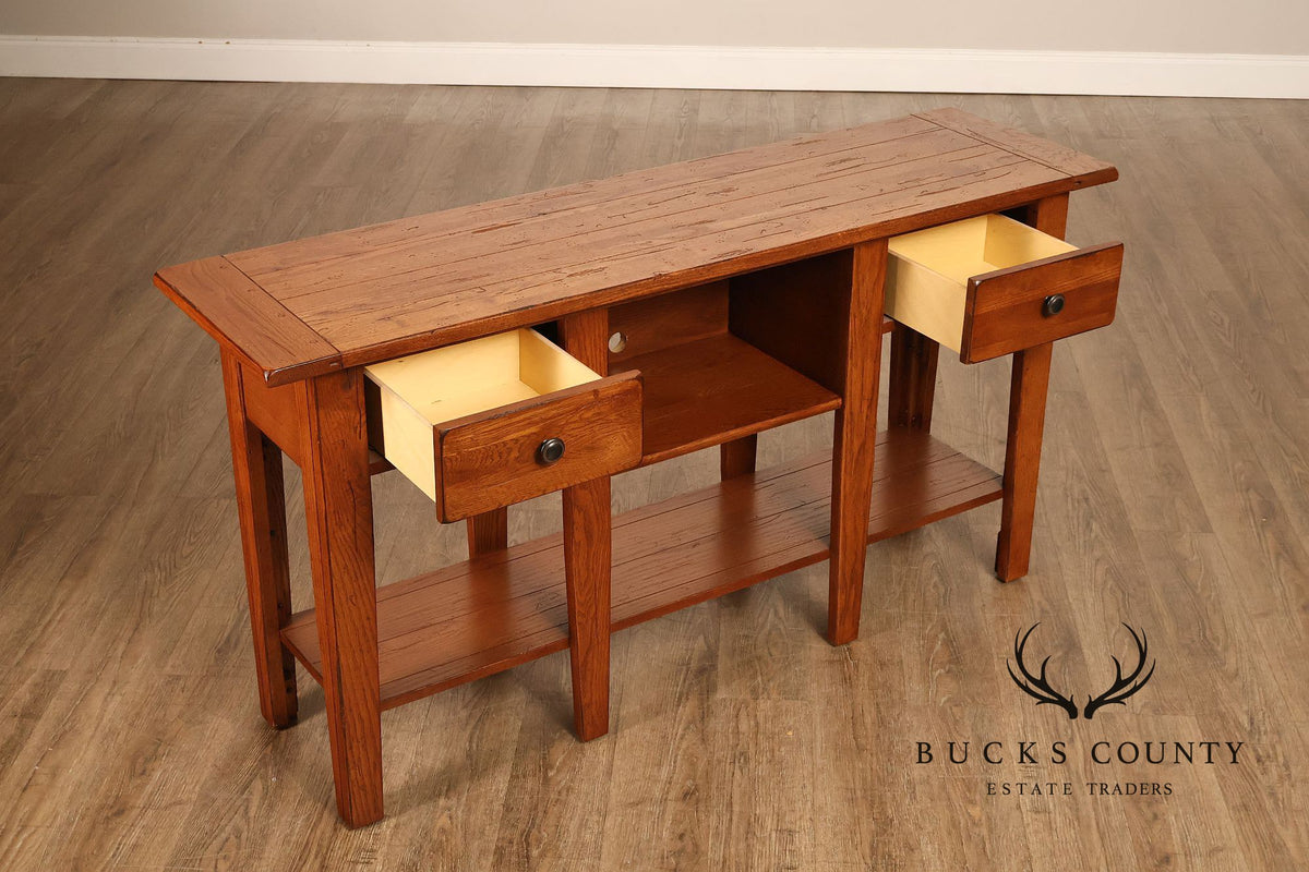 Broyhill Attic Heirlooms Country Style Oak Console Table