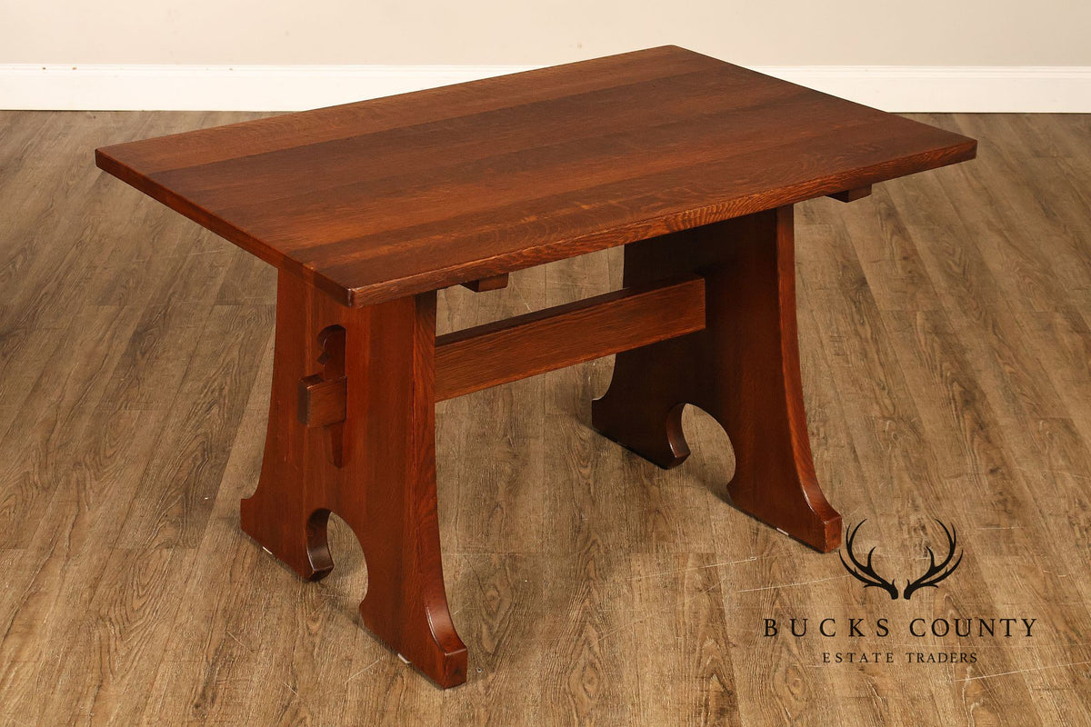 Antique L & JG Stickley Trestle Table Mousehole