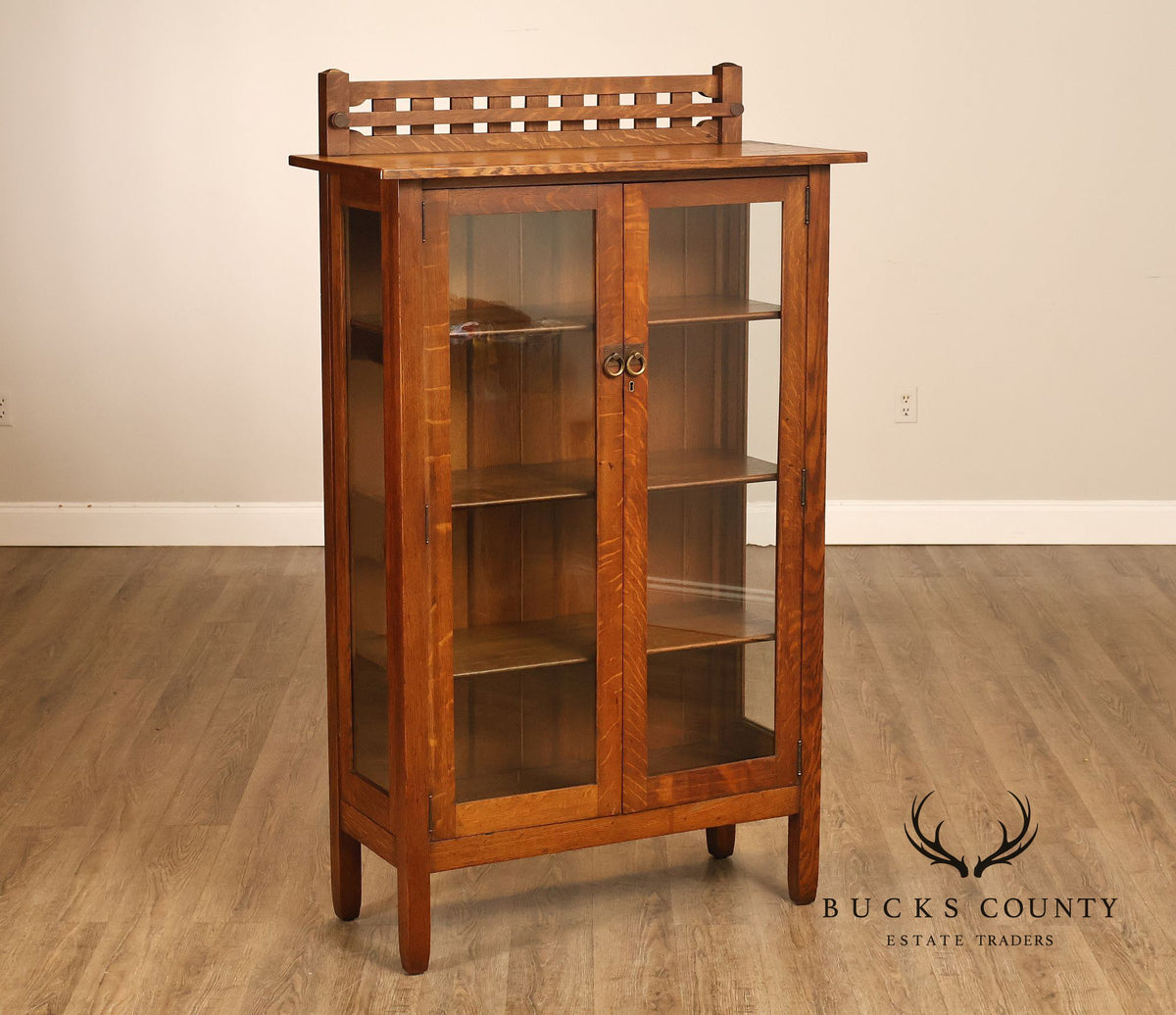 Stickley Brothers Antique Mission Oak Display China Cabinet
