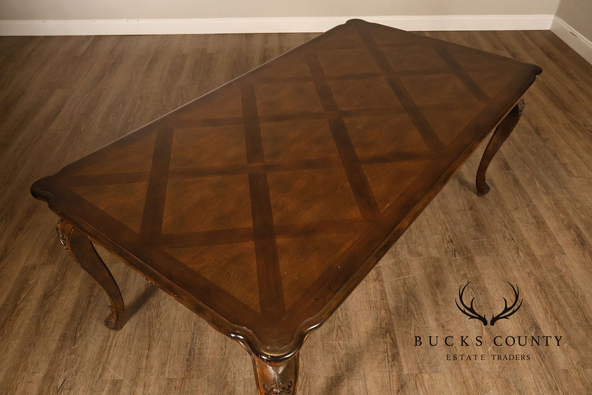 French Country Parquetry Top Expandable Dining Table