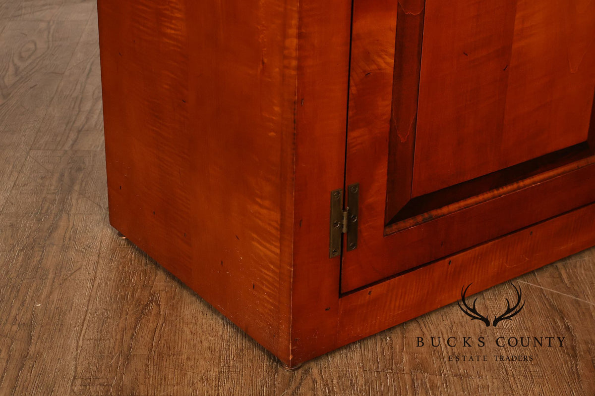 Tiger Maple Custom Step Back Hutch With Upper Open Shelving